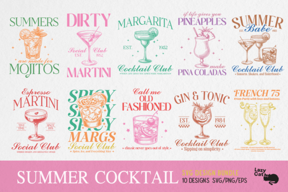 Vintage Summer Cocktail SVG Bundle