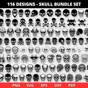Skull svg bundle, skull png files, sugar skulls svg, skull clipart, Svg for cricut, skull silhouette, skull vector, Instant download