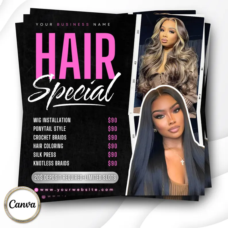 Hair Special Flyer: Editable Canva Template (Digital Download)