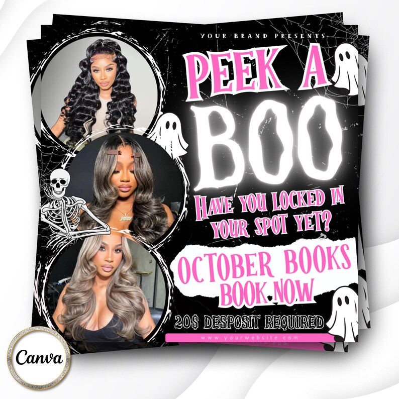 Halloween Beauty Booking Flyer: Editable Canva Template (Digital Download)