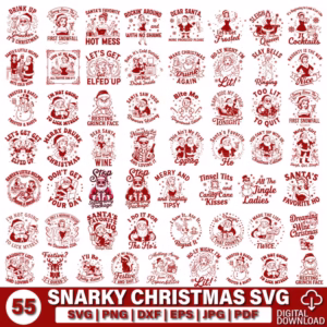 Snarky Christmas Svg Bundle, Sarcastic Santa Claus Svg, Funny Christmas Humor Svg,Skeleton Svg, Christmas Skull Svg, Retro Christmas Svg,Png