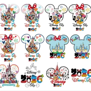 Cartoon Family Trip 2026 Png-Svg,2026 mickey Family Vacation Bundle Png,Magical Kingdom 2026 Png, Family Trip Sublimation,Family Squad Svg
