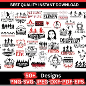 Friends Don’t Lie SVG PNG JPEG, Eleven Svg, Retro Stranger Thing Svg, Friends Quote Cut Files, Silhouette and Cricut compatible Cut Files