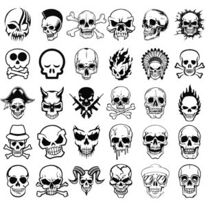 Skull Svg Bundle, Skull Png, Sugar Skull Svg for Cricut, Punisher Skull Svg, Skull Silhouette, Skull Vector, Skeleton Svg, Instant Download