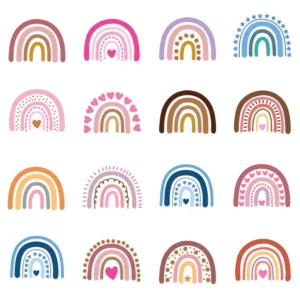 Boho Rainbow SVG Bundle, Aesthetic Rainbow Svg, Colorful Clipart Png, Cute Rainbow Svg Files, Kids Rainbow Svg,Cricut Silhouette Download
