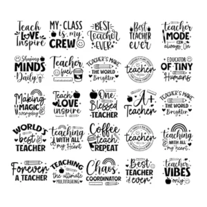 Teacher svg bundle, Teacher quotes svg, Back to school svg, Teacher appreciation svg, Teacher shirt svg, Teacher svg files