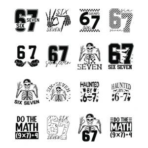 Six Seven 6 7 Meme Funny Hands SVG Bundle, 6 7 Meme Funny Skeleton Svg, Viral Meme Humor, 67 Trend, Funny Social Media, Cricut cut File