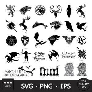 Game of Throne, Throne Svg, Png and Eps, Game of Thrones House logos, Cricut cut file Instant Digital Download.