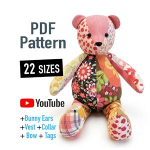 Memory Bear Pattern with VIDEO Tutorial, Keepsake Bear Sewing Pattern, 22 Sizes Included